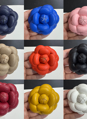 新款6.8cm56个色荔枝纹山茶花高端定型胸花发夹小香风加胸针发夹