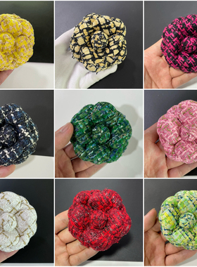 全8cm高端花尼布小香花超定型花朵山茶花饰品胸花发夹加胸针发夹