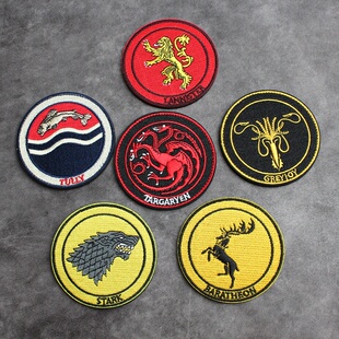 权利的游戏冰与火之歌刺绣魔术贴章 士气章 九头龙背包贴臂章徽章