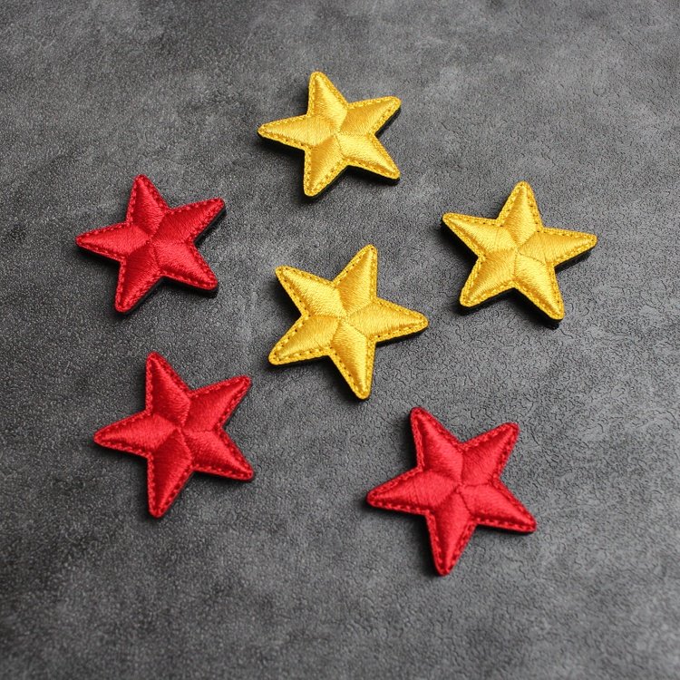 迷你刺绣五角星魔术贴章图片