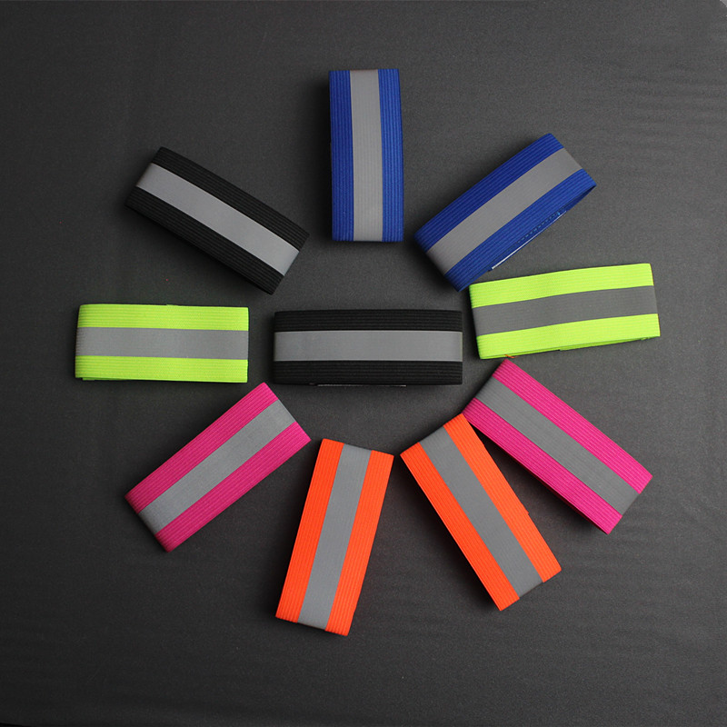 夜跑反光臂带束裤带绑腿带反光安全带松紧高亮反光条骑行反光腕带