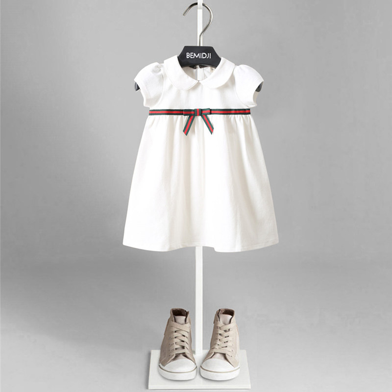 伯米吉bemidji女童学院风娃娃领休闲翻领连衣裙韩版棉纯棉洋气