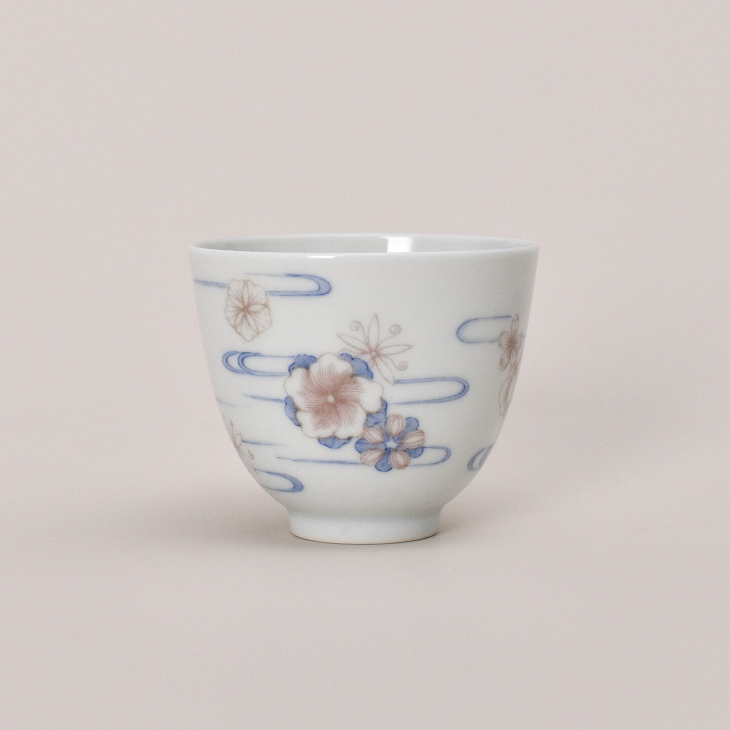 谷雨山房青花釉里红祥云皮球花来兮杯80ml