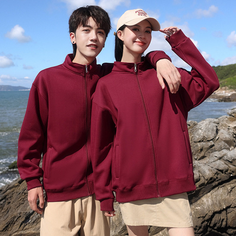 秋冬新款卫衣定制加绒加厚立领外套定做宽松广告衫工作服刺绣logo图片