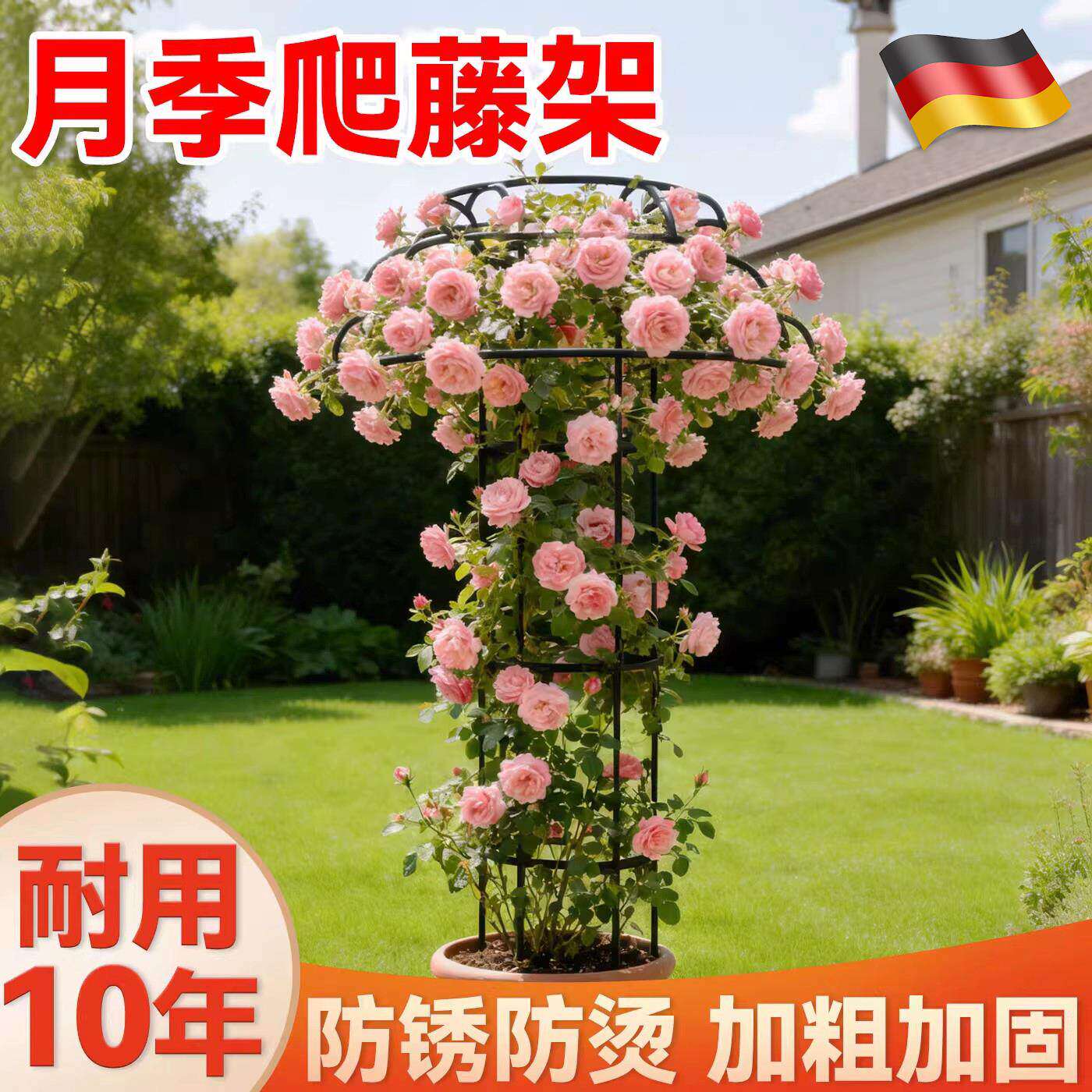 月季爬藤架植物攀爬架伞形花架支撑杆蔷薇铁线莲飘香藤固定花支架