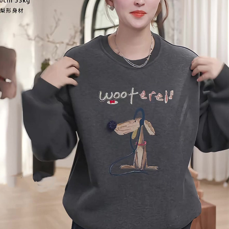 圆领无帽卫衣女款2025新款秋冬季休闲时尚印花卡通长袖上衣,女装/女士精品,大码内搭,淘宝优惠券,粉丝福利购,淘宝优惠卷