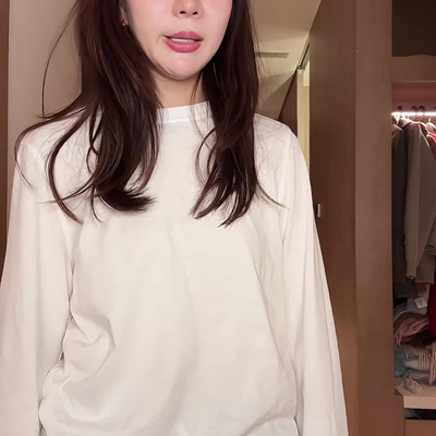 韩系基础款白色长袖t恤女秋冬季内搭宽松打底衫上衣
