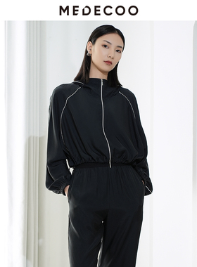 MEDECOO/墨蒂珂夏新款女装减龄宽松外套连帽防晒衫THX31101