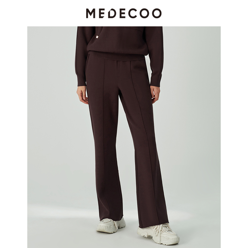 墨蒂珂自然腰长款微喇休闲裤