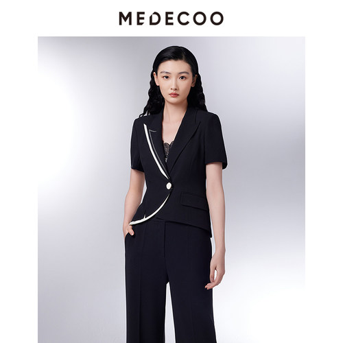 MEDECOO优雅气质撞色西装外套