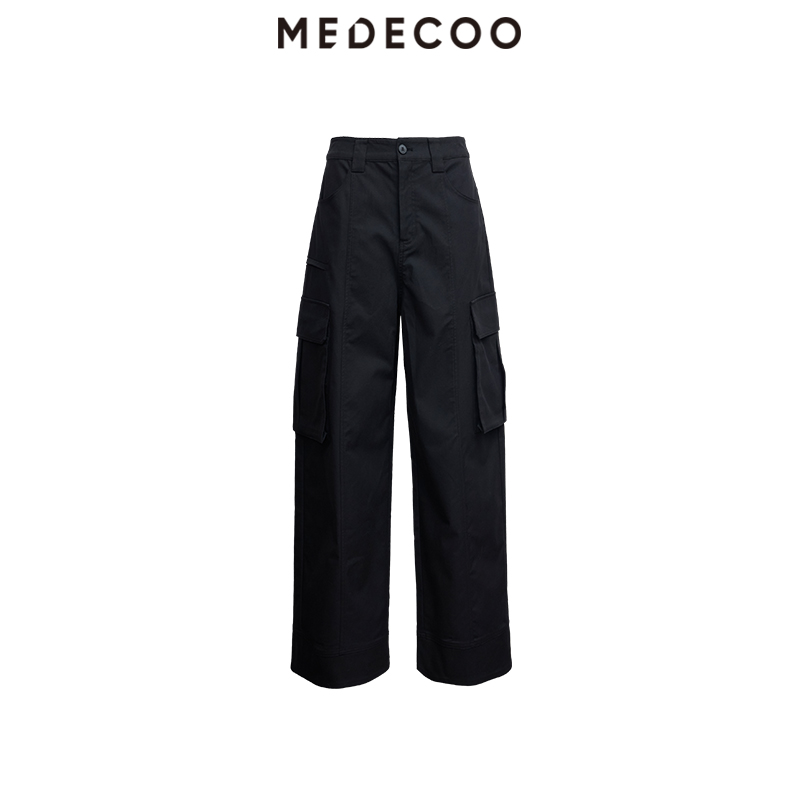 墨蒂珂纯色直筒工装休闲长裤女