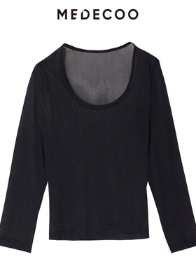MEDECOO/墨蒂珂2025夏季新款 圆领超短T恤内搭网纱打底衫MIX62244