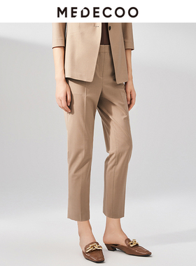 MEDECOO/墨蒂珂春季新款 干练锥型休闲九分裤西装裤MHC80504