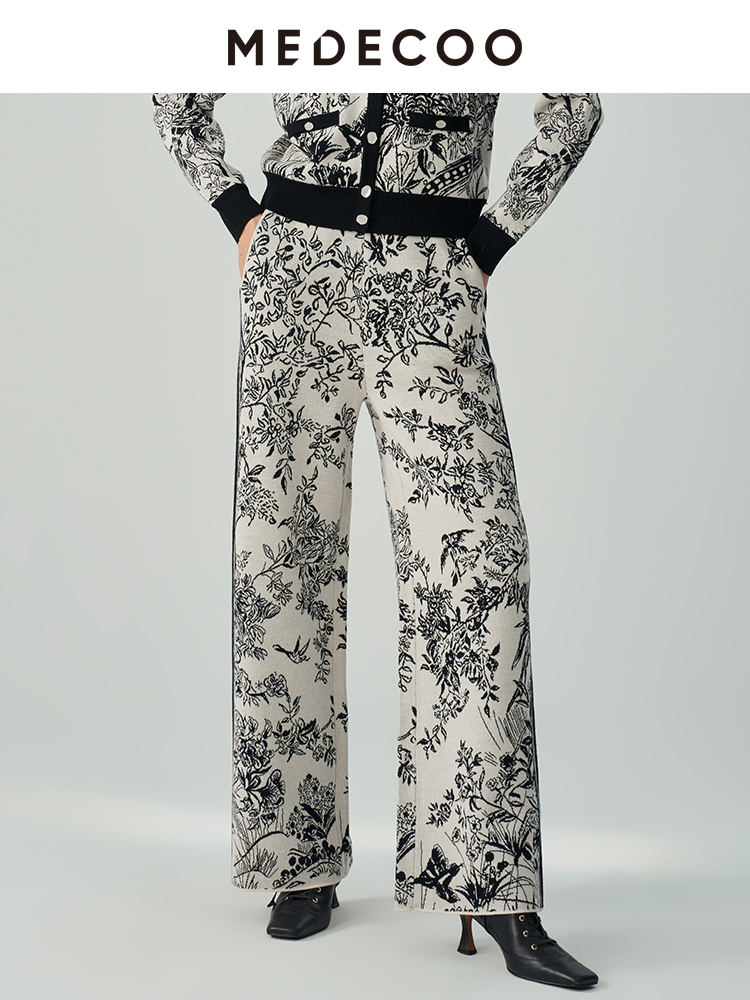 休闲medecoo长裤水墨印花