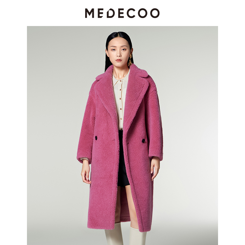 墨蒂珂羊毛呢长款圈圈毛大衣