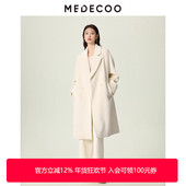 女羊驼毛长款 MEDECOO 墨蒂珂2025秋冬新款 单排扣毛呢大衣MJD20306