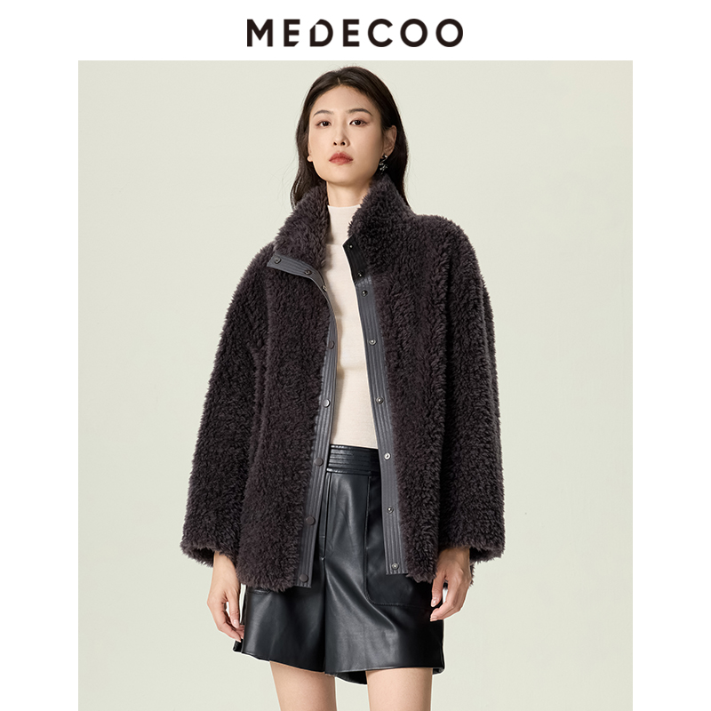 MEDECOO羊毛立领毛呢大衣