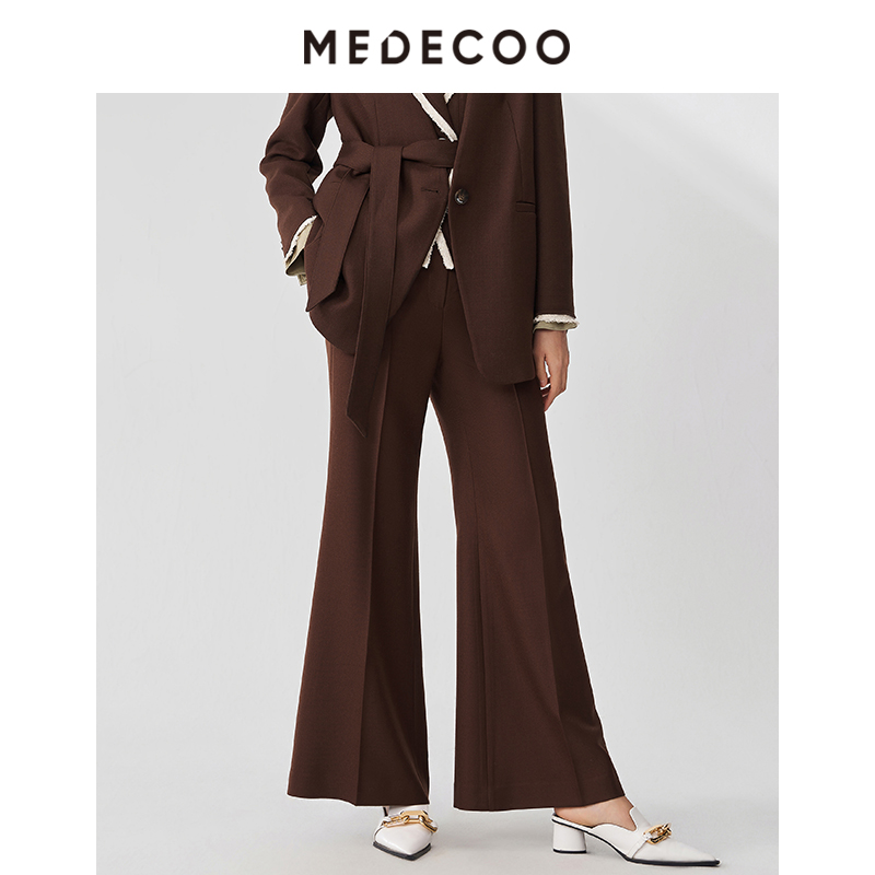 墨蒂珂自然腰长款微喇休闲裤