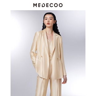 修身 MEDECOO 墨蒂珂2026春季 新款 外套女TIC31201 垂感抽绳醋纤西装