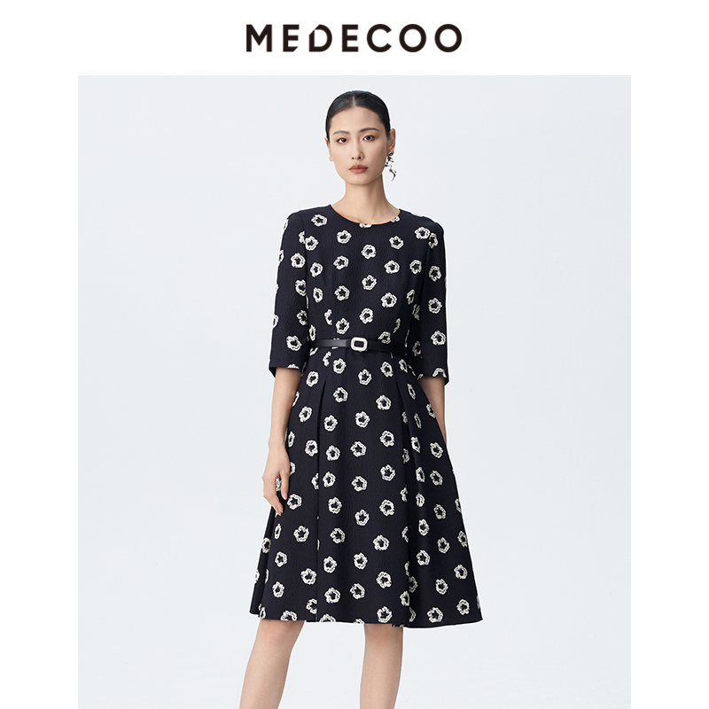 墨蒂珂H廓形桑蚕丝印花连衣裙