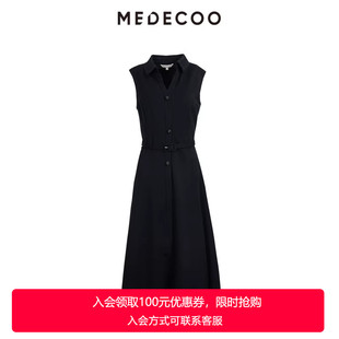 领无袖 MEDECOO 单排扣衬衫 新款 羊毛连衣裙MID90101 墨蒂珂2025冬季