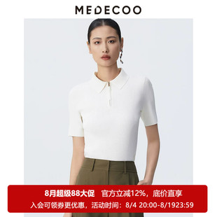 MEDECOO/墨蒂珂2026春夏新款减龄方领Polo衫短袖T恤上衣MJC40305