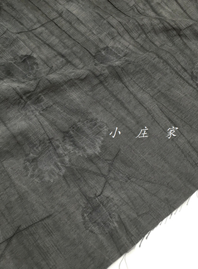 艺术黑灰色褶皱枯叶花卉图案涤棉面料 春夏 亲肤 垂坠 裙子 布料