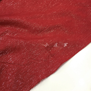 特色红色流星竖条纹织金时装面料 春夏 柔软 设计师服饰 布料