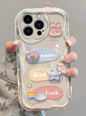 适用苹果14promax手机壳新款iPhone13防摔少女11可爱12mini透明15兔子xr立体se2公仔链条7plus软壳8p保护套6s