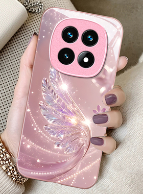 适用水晶飞羽红米note14pro+手机壳15/13女12R专用11TPRO+新款10防摔9保护套redmi金属漆玻璃极速版高级感外