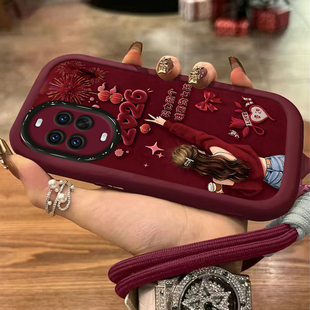 适用2026华为nova15手机壳14新年13pro新款12Ultra全包11se红色10哇塞女孩9本命年8保护套7马年6女5外活力版