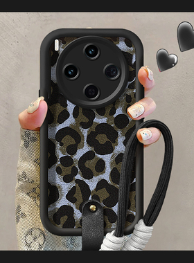 适用vivox300手机壳x300pro蓝色豹纹全包防摔新款保护套高级感专用轻奢风镜头奢华创意摄像头少女小众专用