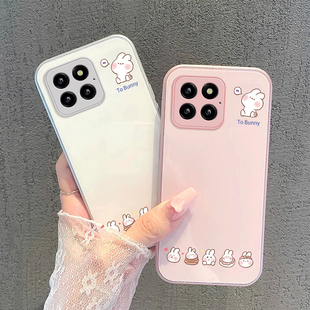 适用小米14pro手机壳可爱高级感小米14新款金属玻璃少女心卖萌网红兔子粉色简约
