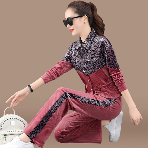 Бархатный лонгслив, осенний спортивный костюм, модный комплект, в корейском стиле