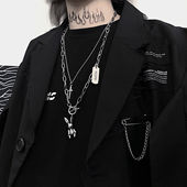 钛钢兔子项链女ins嘻哈冷淡风吊坠男配饰酷帅朋克暗黑系多层长链