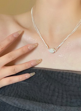 吸引力~多层蛇骨链磁吸项链闪钻轻奢小众设计多层叠戴网红锁骨链