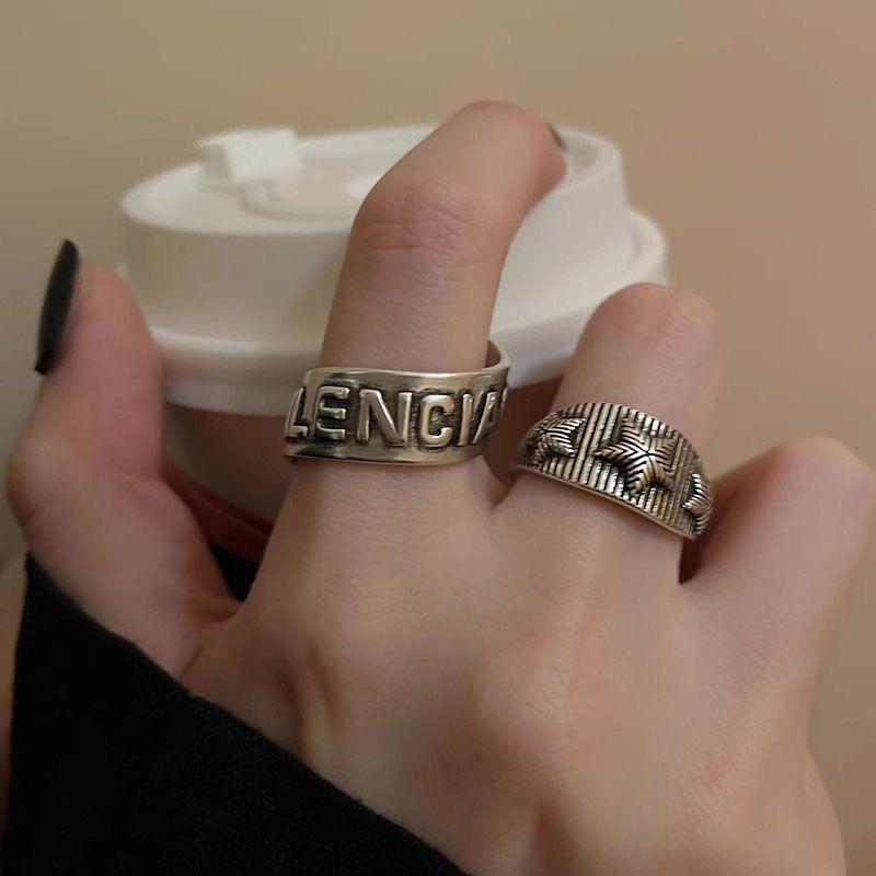 复古做旧十字架戒指男女小众设计感高级感食指戒个性嘻哈情侣指环