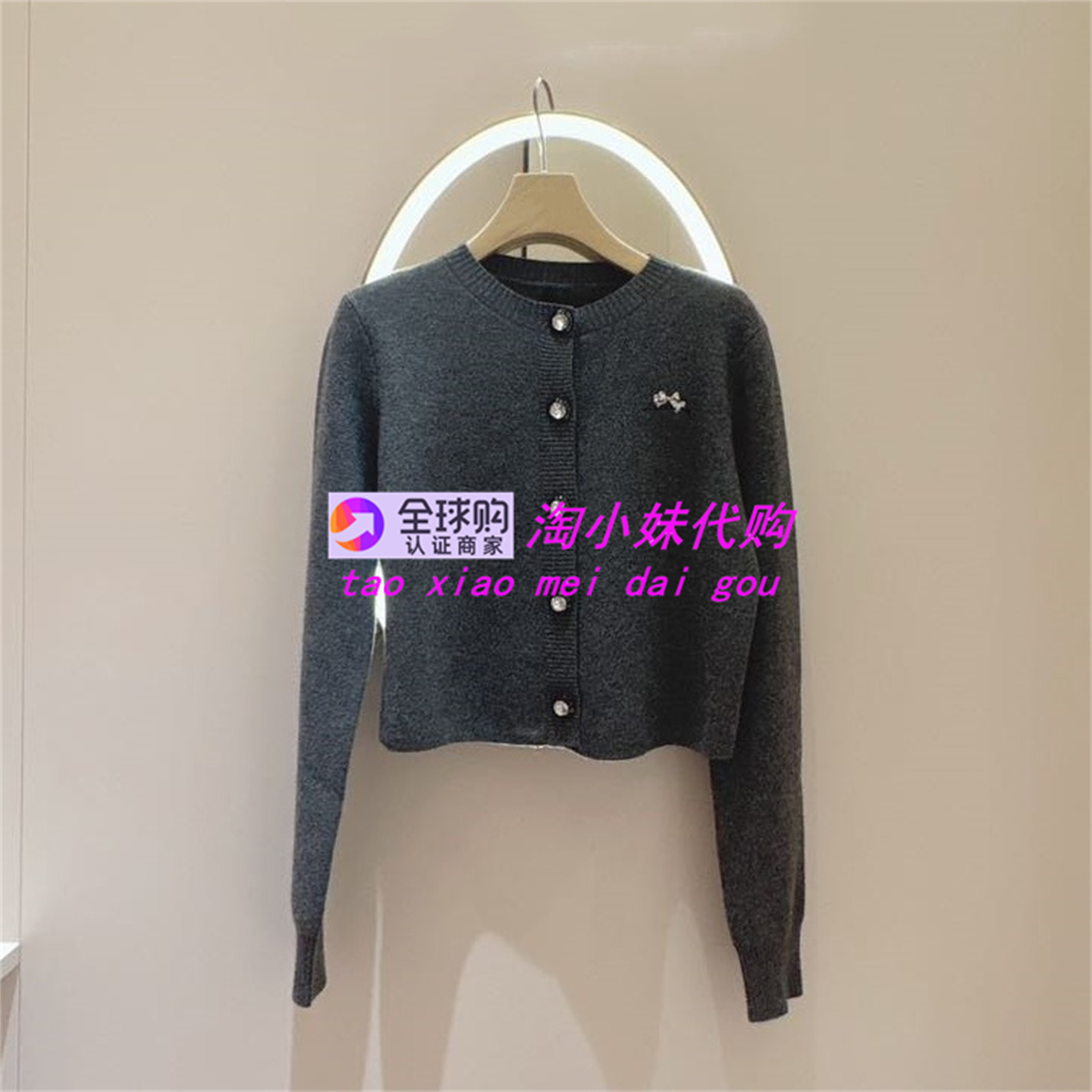 JR2025年秋蝴蝶结单排扣针织开衫