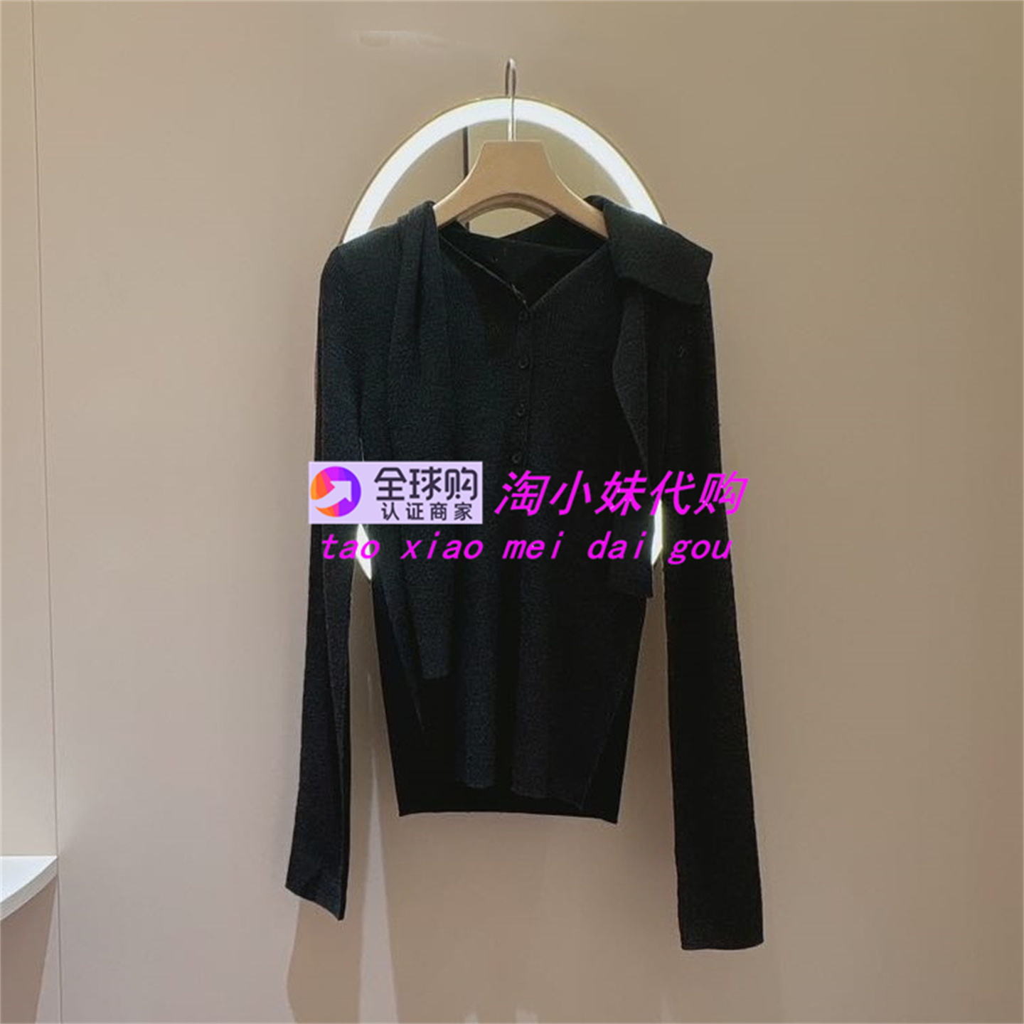 JR2025冬围脖设计感假两件针织衫