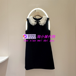 JR专柜正品 连衣裙女XRJ6L10D 2025秋娃娃领拼接撞色蕾丝蝴蝶结无袖