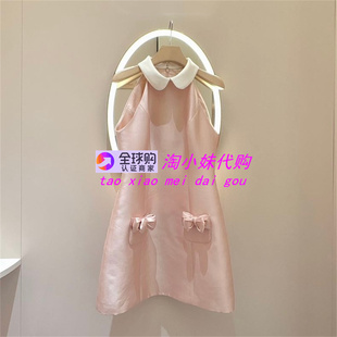 JR专柜正品 连衣裙XSJ1L14D 2026年春娃娃领撞色拼接蝴蝶结A字无袖