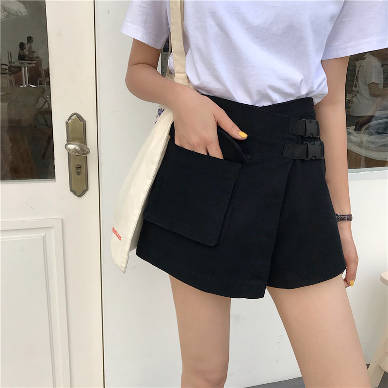 Control Price 33 Real Price Net Red Summer New High Waist Slim and Loose Boxed Jeans Shorts A-shaped Pants Skirt