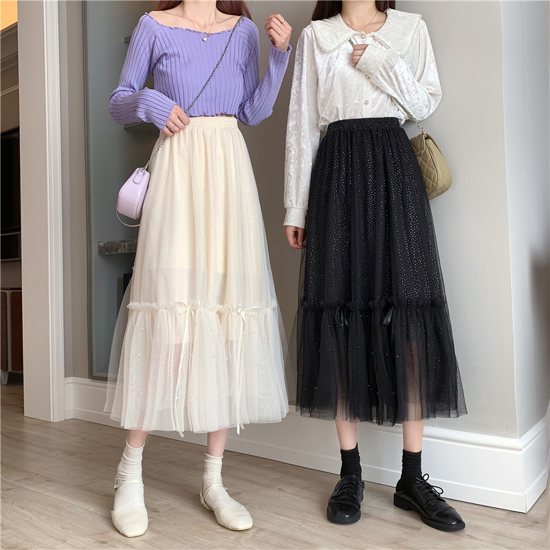 Real price - new heavy industry bow tie irregular nail bead hot gold super fairy glittering mesh skirt