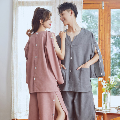 前后开扣艾灸服长短款高档纯棉