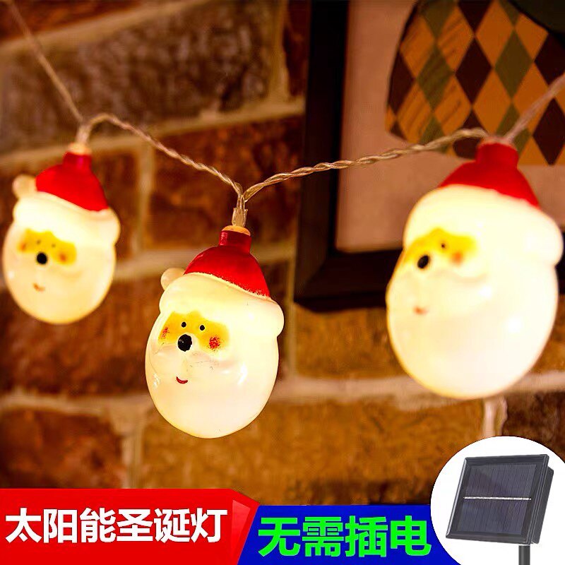 太阳能灯圣诞节场景布置小彩灯串灯闪灯老人雪人LED灯阳台装饰灯