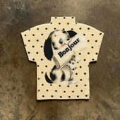 y2k百搭小众辣妹风修身 美式 复古波点修狗童趣涂鸦上衣 弹力T恤女