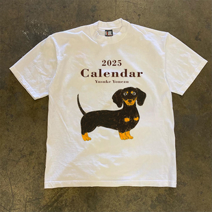 腊肠狗小众设计宽松百搭短袖 2025春夏新款 T恤 重磅不透 90s90s90s