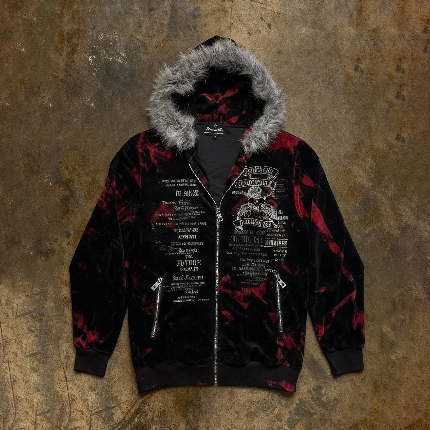 y2k hoodie~美式复古毛领连帽卫衣女秋冬亚文化辣妹宽松开衫外套