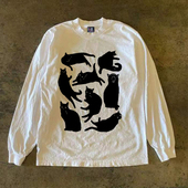 小众设计感长袖 90s90s90s 日常港风男女情侣款 黑猫 T恤 重磅不透