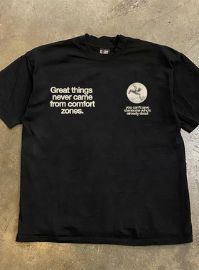 Determined to exercise美式oversize字母男女情侣宽松小众短袖T